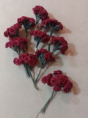 Bunches of Small Red  Roses - Craft Flowers
